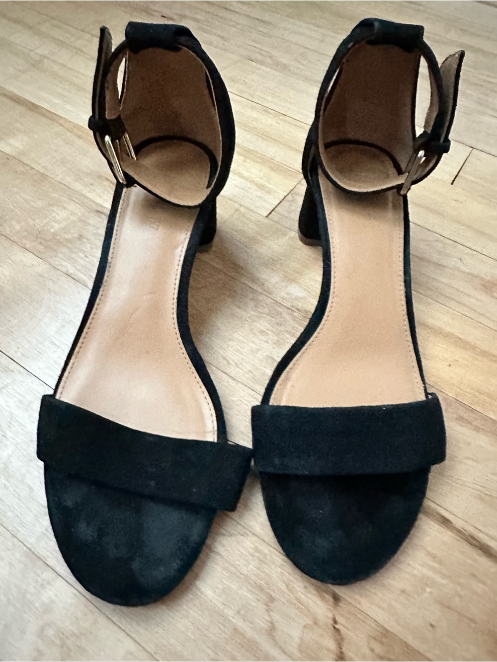 J. Crew Black Suede Ankle-Strap Block Heel Sandals